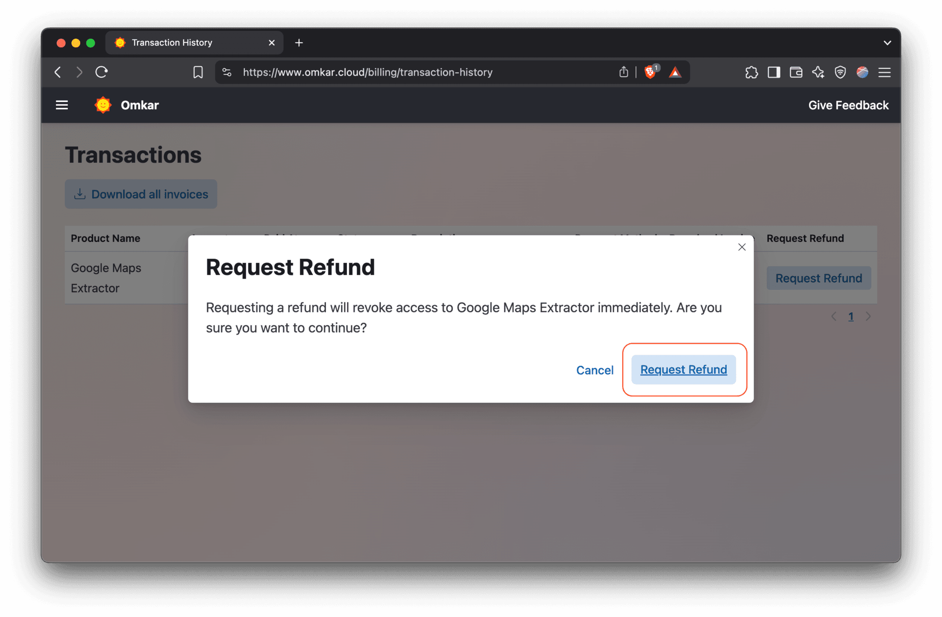 Confirm Refund Request