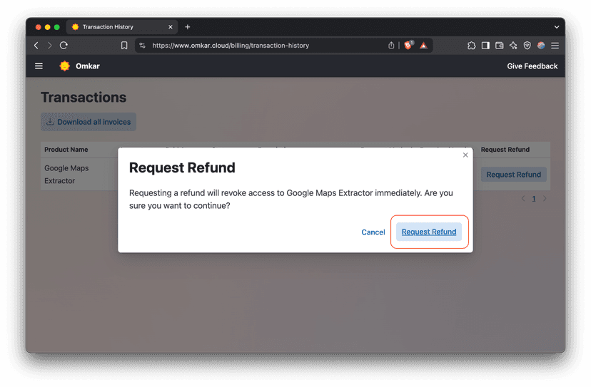 Confirm Refund Request