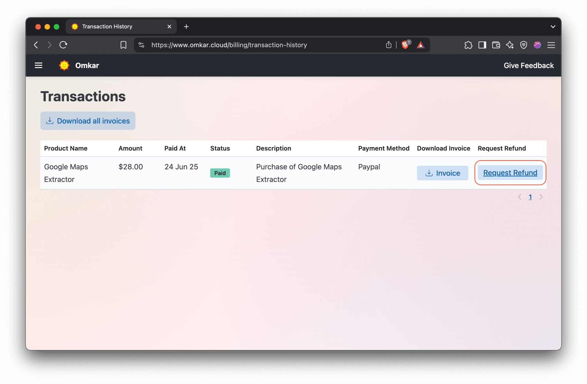 Request Refund Button