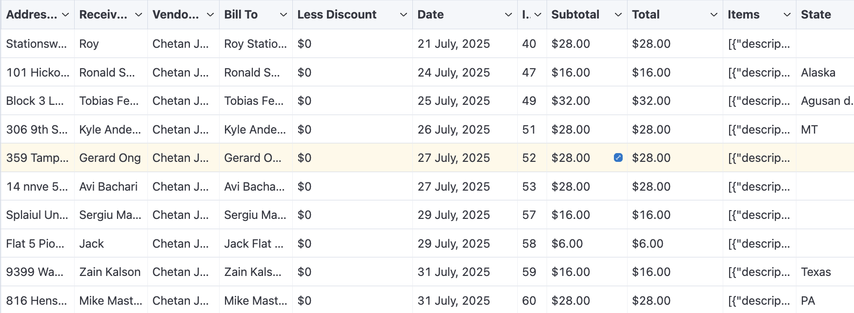 View Invoice OCR Results